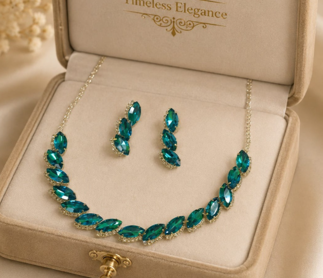 Emerald Green Crystal Necklace Set