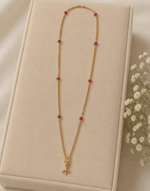 Wine-Red Gold Plated Chain